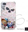 Rock Skull 3D Bling Swarovski Crystal iPhone 15 Case iPhone 15 Pro and iPhone 15 Pro MAX Case - White 