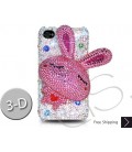 ウサギの 3 D 見せびらかすスワロフ スキー クリスタル iPhone 15 iPhone 15 とケース - ホワイト