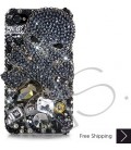Rock Skull 3D Bling Swarovski Crystal iPhone 14 Case iPhone 14 Pro and iPhone 14 Pro MAX Case - Black 