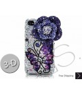 Floral Butterfly 3D Swarovski Crystal Phone Case - Blue 