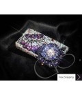 花蝶の 3 D スワロフ スキー クリスタル電話ケース - ブルー