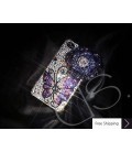 花蝶の 3 D スワロフ スキー クリスタル電話ケース - ブルー