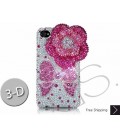 フローラル リボン 3 D ブリンブリンスワロフ スキーの iPhone 14 iPhone 14 とケース - ピンク