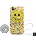 Smiling Face 3D Bling Swarovski Crystal iPhone 14 Case iPhone 14 Pro and iPhone 14 Pro MAX Case - Yellow 