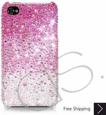 Gradation Bling Swarovski Crystal iPhone 15 Case iPhone 15 Pro and iPhone 15 Pro MAX Case - Pink 