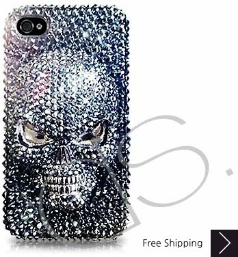 Scary Skull 3D Bling Swarovski Crystal iPhone 15 Case iPhone 15 Pro and iPhone 15 Pro MAX Case - Black 