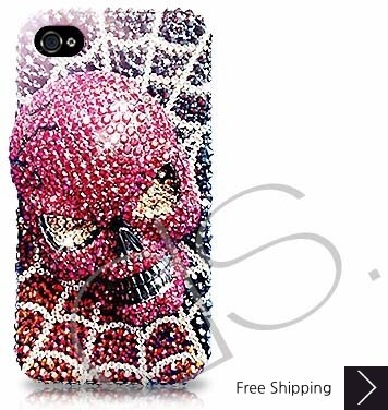 Scary Skull 3D Swarovski Crystal Phone Case - Red 