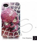 Scary Skull 3D Bling Swarovski Crystal iPhone 16 Case iPhone 16 Pro and iPhone 16 Pro MAX Case - Red 