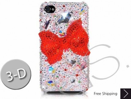 Shiny Ribbon 3D Swarovski Crystal Phone Case - Silver 