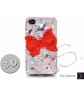 Shiny Ribbon 3D Bling Swarovski Crystal iPhone 16 Case iPhone 16 Pro and iPhone 16 Pro MAX Case - Silver 