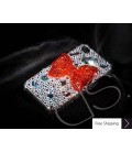 光沢のあるリボン 3 D スワロフ スキー クリスタル電話ケース - シルバー