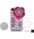 Floral Scattered 3D Bling Swarovski Crystal iPhone 16 Case iPhone 16 Pro and iPhone 16 Pro MAX Case - Pink 