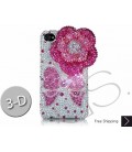 Floral Scattered 3D Swarovski Crystal Phone Case - Pink 