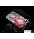花散乱 3 D スワロフ スキー クリスタル電話ケース - ピンク