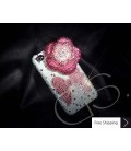 花散乱 3 D スワロフ スキー クリスタル電話ケース - ピンク