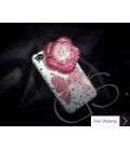 Floral Scattered 3D Swarovski Crystal Phone Case - Pink 