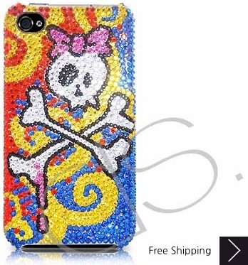 Cute Skull Swarovski Crystal Phone Case 