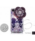 フローラル リボン 3 D スワロフ スキー クリスタル電話ケース - 紫