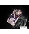 フローラル リボン 3 D スワロフ スキー クリスタル電話ケース - 紫