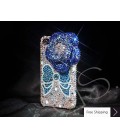 Floral Ribbon 3D Swarovski Crystal Phone Case - Blue 