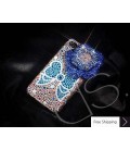 Floral Ribbon 3D Swarovski Crystal Phone Case - Blue 