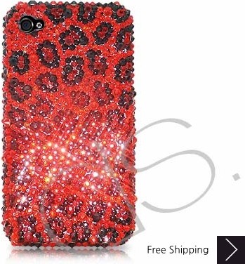 Leopardo Swarovski Crystal Phone Case - Red 