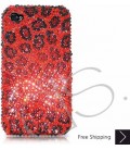 Leopardo Bling Swarovski Crystal iPhone 16 Case iPhone 16 Pro and iPhone 16 Pro MAX Case - Red 
