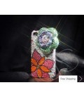 花の妖精 3 D スワロフ スキー クリスタル電話ケース - ピンク