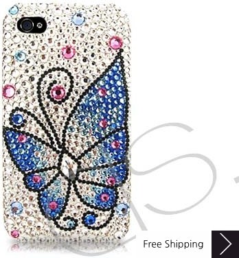 Butterfly Fantasy Swarovski Crystal Phone Case - Blue 