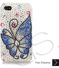 Butterfly Fantasy Bling Swarovski Crystal iPhone 14 Case iPhone 14 Pro and iPhone 14 Pro MAX Case - Blue 