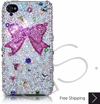 Ribbon Scatter Swarovski Crystal Phone Case - Pink 