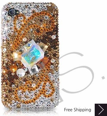 Cubical Wings Bling Swarovski Crystal iPhone 15 Case iPhone 15 Pro and iPhone 15 Pro MAX Case - Gold 