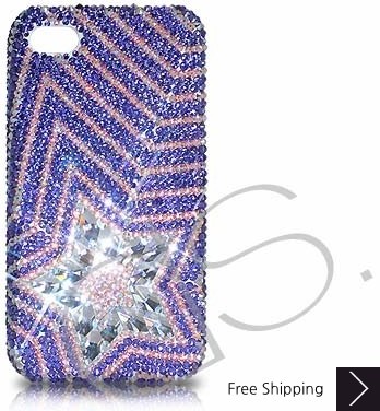 Multi Stars Bling Swarovski Crystal iPhone 15 Case iPhone 15 Pro and iPhone 15 Pro MAX Case - Purple 