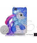 Horse 3D Bling Swarovski Crystal iPhone 15 Case iPhone 15 Pro and iPhone 15 Pro MAX Case - Blue 