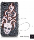Flying Skull Bling Swarovski Crystal iPhone 14 Case iPhone 14 Pro and iPhone 14 Pro MAX Case - Silver 