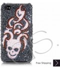 Flying Skull Swarovski Crystal Phone Case - Silver 