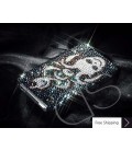 Flying Skull Swarovski Crystal Phone Case - Silver 