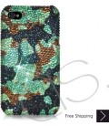 Camouflage Bling Swarovski Crystal iPhone 15 Case iPhone 15 Pro and iPhone 15 Pro MAX Case - Green 