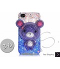 Gradation Bear 3D Bling Swarovski Crystal iPhone 14 Case iPhone 14 Pro and iPhone 14 Pro MAX Case - Blue