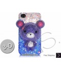 Gradation Bear 3D Bling Swarovski Crystal iPhone 16 Case iPhone 16 Pro and iPhone 16 Pro MAX Case - Blue