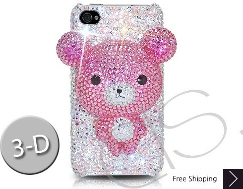 Bear 3D Crystallized Swarovski iPhone 4 Case - Pink