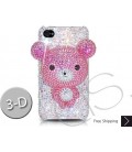 Bear 3D Bling Swarovski Crystal iPhone 14 Case iPhone 14 Pro and iPhone 14 Pro MAX Case - Pink