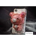 ベア 3 D 結晶スワロフ スキー iPhone 4 ケース - ピンク