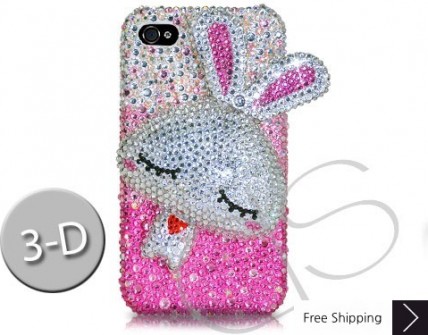 Gradation Rabbit 3D Crystallized Swarovski Phone Case - Pink