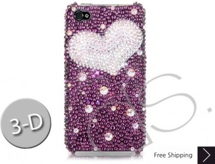 Fancy Love Bling Swarovski Crystal iPhone 16 Case iPhone 16 Pro and iPhone 16 Pro MAX Case - Purple