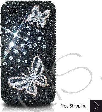 Butterfly Bling Swarovski Crystal Phone Case - Black