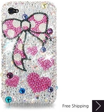 Ribbon Bling Swarovski Crystal Phone Case - Red