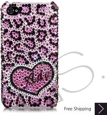 Love Leopard Personalized Bling Swarovski Crystal Phone Cases