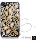 Gold Floral Bling Swarovski Crystal iPhone 15 Case iPhone 15 Pro and iPhone 15 Pro MAX Case