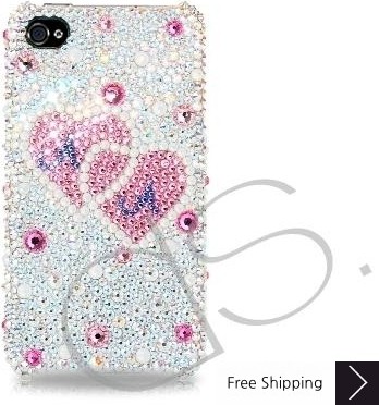 Fall In Love Personalized Bling Swarovski Crystal Phone Cases - Pair